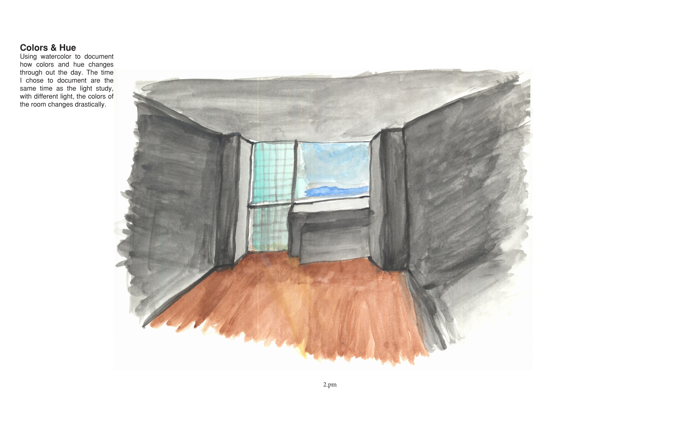 Watercolor study recording changes in color and hue