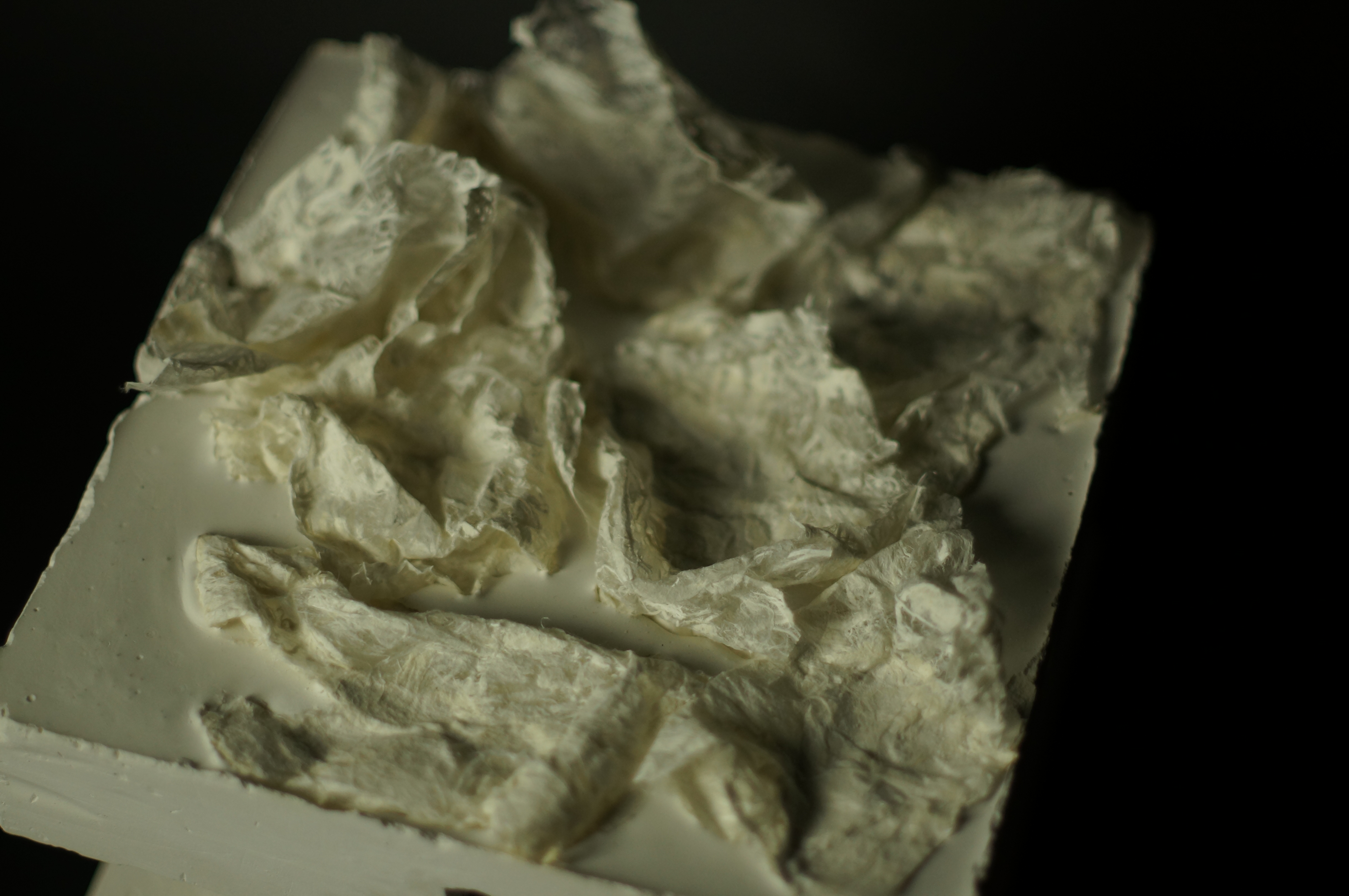 Close study of the fabric-cast plaster surface