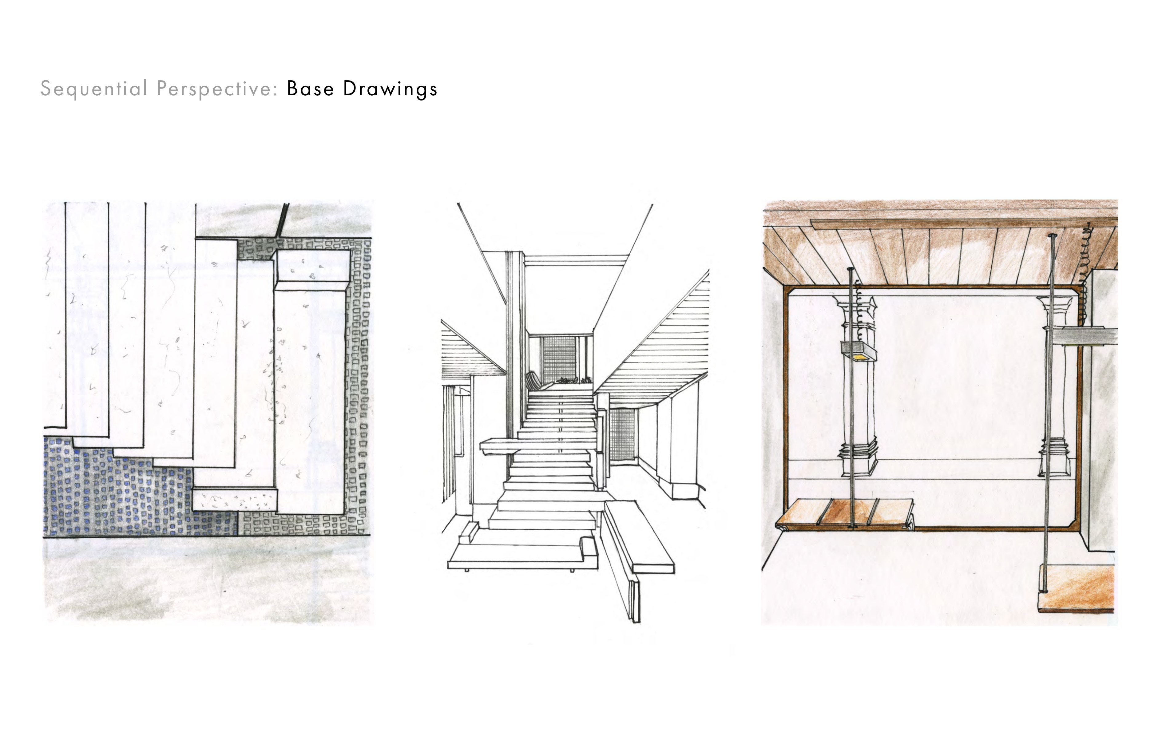 Base sketches mapping the Olivetti Showroom across seasonal conditions