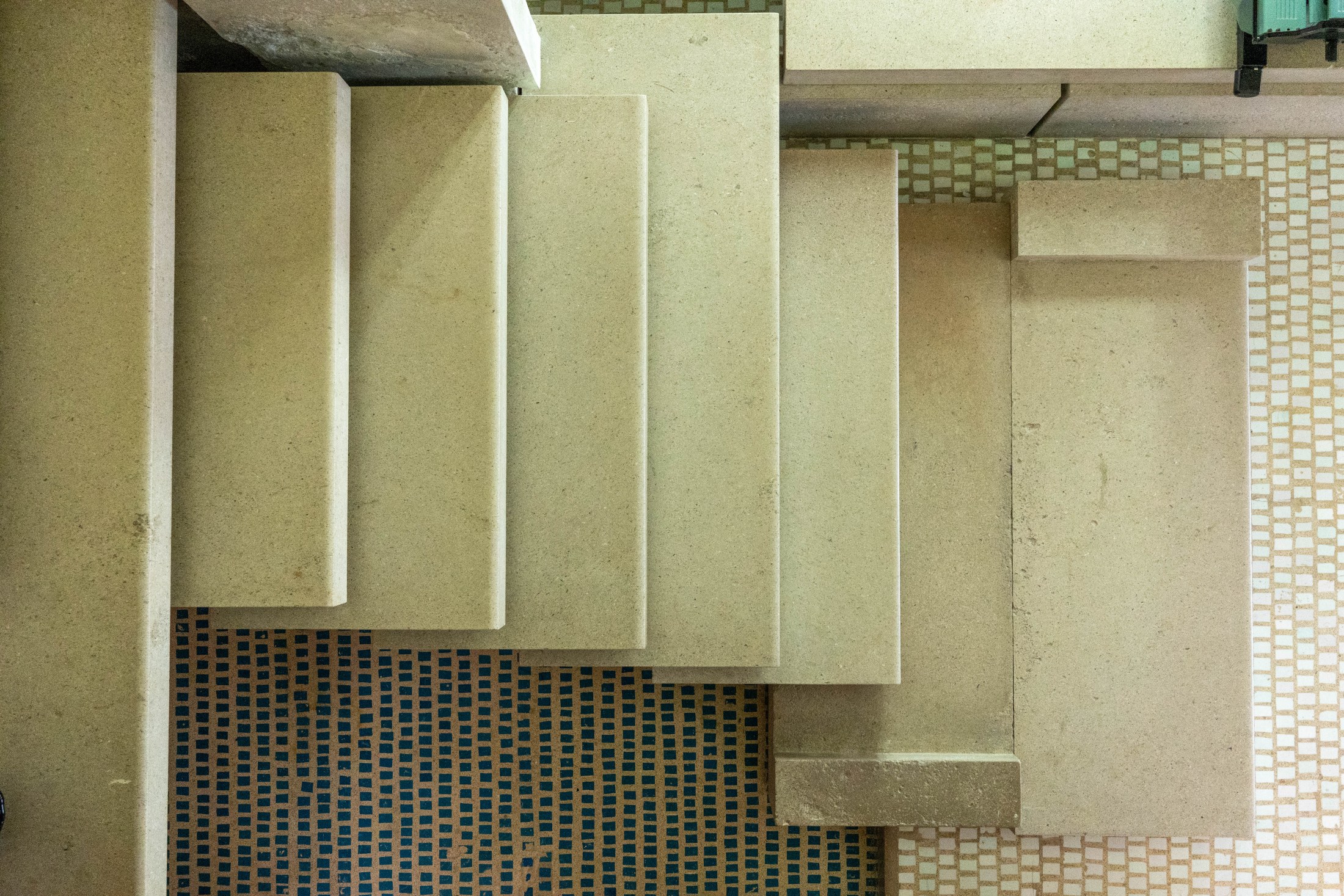 Stone stair geometry and mosaic floor detail